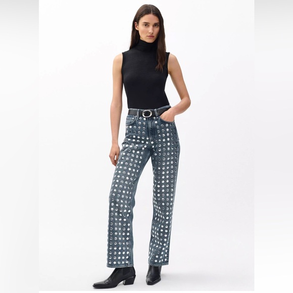 rag & bone Denim - Rag & Bone Shea Relaxed Straight Jeans in Studded Kingston Size 28